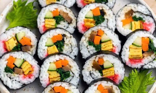 Sliced Vegetable Futomaki sushi rolls